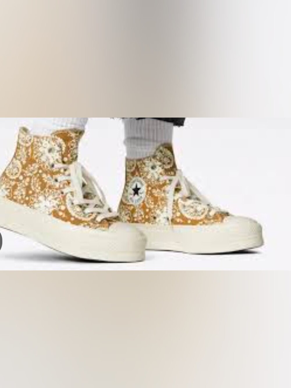 Converse Chuck Taylor High Top Platform Sneakers - Fall Florals "Wheat" Size 10 - Picture 8 of 8